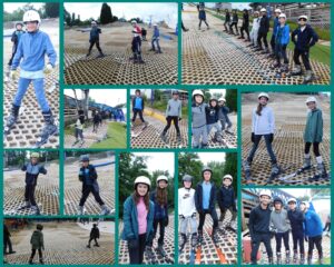 photo collage grid of students and staff on the ski slopes.