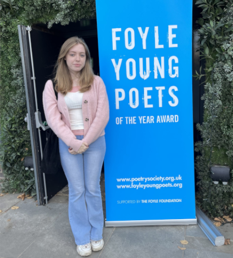Photo of Sixth Form Helsby student who attended the Foyle Young Poets of the Year Award Ceremony.
