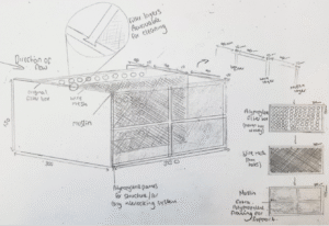 Drawing of solution of filter box and filters for Gold Industrial Cadets Project